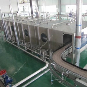 Water spray pasteurizer and cooling